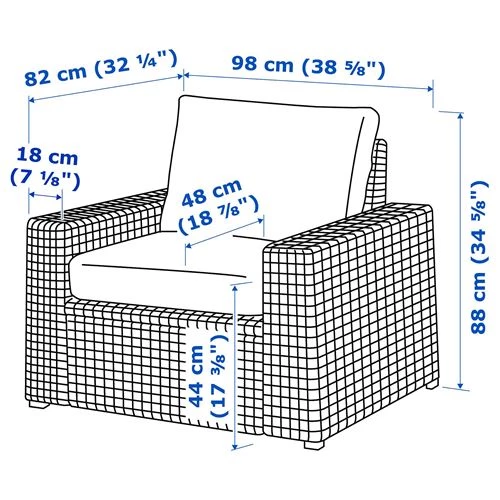 Садовое кресло - IKEA SOLLERON/SOLLERÖN, 98х82х88 см, коричневый СОЛЛЕРОН ИКЕА (изображение №7)