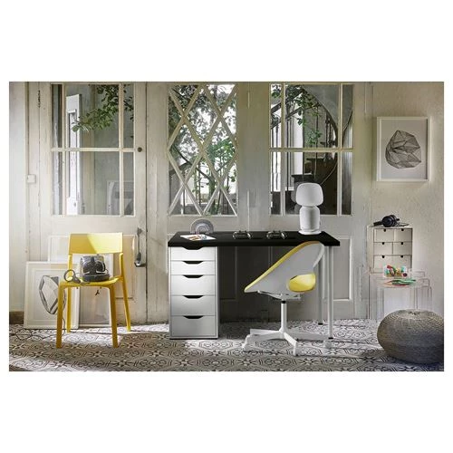 Письменный стол с ящиком - IKEA MÅLVAKT/MALVAKT/ALEX, 120x80 см, черный/белый, МОЛВАКТ/АЛЕКС ИКЕА (изображение №7)