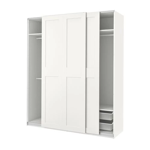 Шкаф-купе - IKEA PAX/GRIMO/ПАКС/ГРИМО ИКЕА, 200x66x236 см, белый (изображение №1)