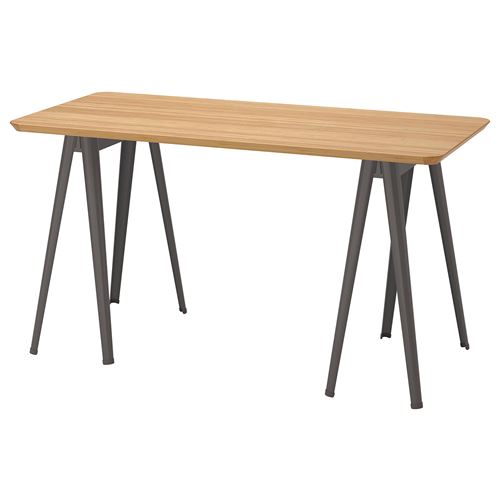 Письменный стол - IKEA ANFALLARE/NÄRSPEL/NARSPEL, 140х65 см, бамбук/серый, АНФАЛЛАРЕ/НЭРСПЕЛЬ ИКЕА
