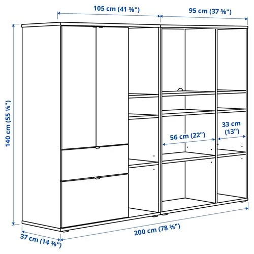 Шкаф  - VIHALS IKEA/ ВИХАЛС ИКЕА, 200x37x140, белый (изображение №7)