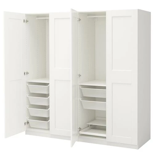Гардероб - IKEA PAX/GRIMO, 200x60x201 см, белый ПАКС/ГРИМО ИКЕА (изображение №1)