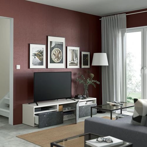 Тумба под ТВ - IKEA BESTÅ/BESTA, 180x42x39 см, серый, Бесто ИКЕА (изображение №2)