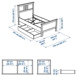 Основание односпальной кровати - IKEA HEMNES/LINDBÅDEN, 90x200 см, белый, Хемнэс/Линдбаден ИКЕА