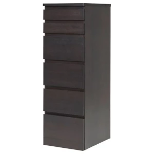 Комод с 6 ящиками - IKEA MALM, 123х40х48 см, черно-коричневый МАЛЬМ ИКЕА