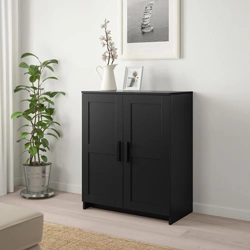 Шкаф с 2 дверями - IKEA BRIMNES, 78х95 см, черный, БРИМНЕС ИКЕА (изображение №2)