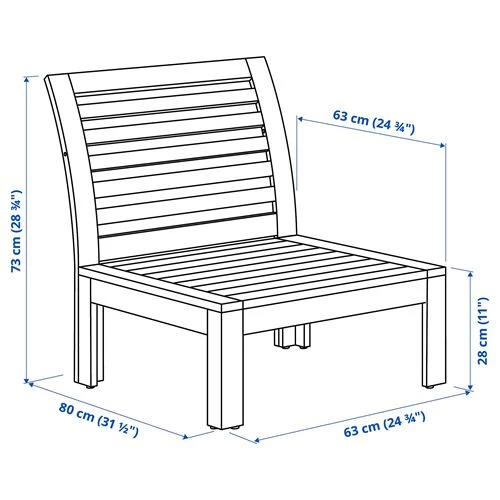 Садовое кресло - IKEA APPLARO/ÄPPLARÖ, 73x80x63 см, коричневый/светло-коричневый, ЭПЛАРО ИКЕА (изображение №5)