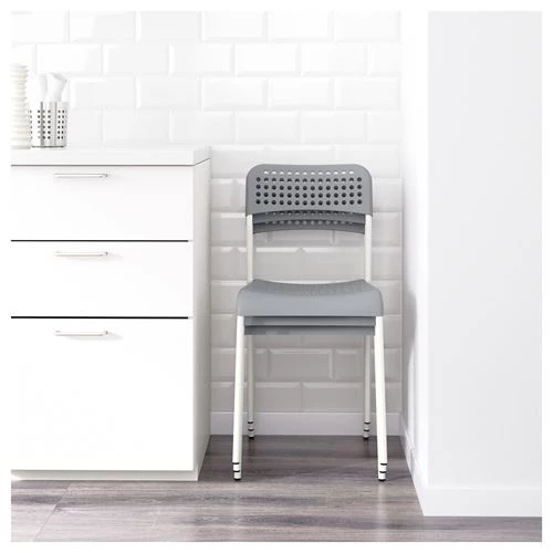 Стул - IKEA ADDE, 77х39х47см, пластик белый/серый, АДДЕ ИКЕА (изображение №2)