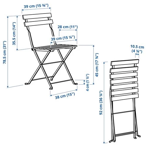 Стул садовый - IKEA TÄRNÖ/TARNO, 79х39 см, тмено-зеленый, ТЭРНО ИКЕА (изображение №6)