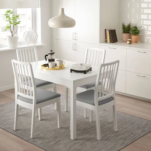 Стол и 4 стула - IKEA EKEDALEN, 120/180х80 см, белый/серый, ЭКЕДАЛЕН ИКЕА (изображение №4)