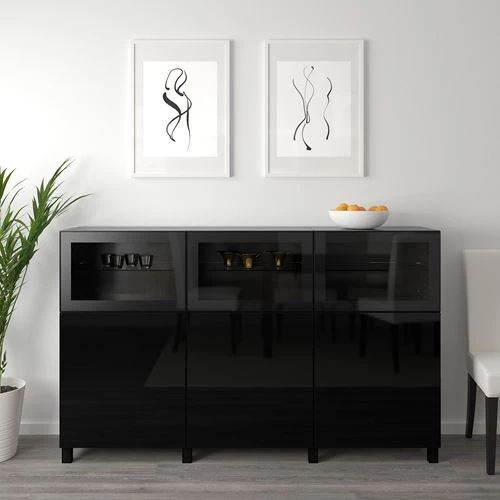 Комбинация для хранения - IKEA BESTÅ/BESTA/ БЕСТА/БЕСТО ИКЕА, 180x42x112 см, черный (изображение №7)