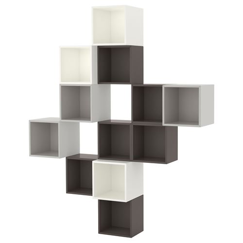 Комбинация навесных шкафов - IKEA EKET, 175x35x210 см, белый/темно-серый/светло-серый, ЭКЕТ ИКЕА