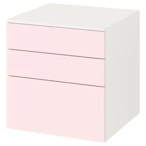 Комод детский - IKEA PLATSA/SMÅSTAD/SMASTAD, 60x55x63 см, белый/розовый, ИКЕА
