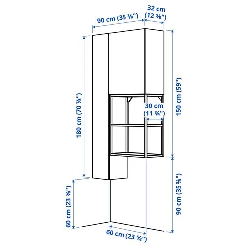 Стеллаж - IKEA ENHET, 90х32х180 см, белый, ЭНХЕТ ИКЕА (изображение №9)