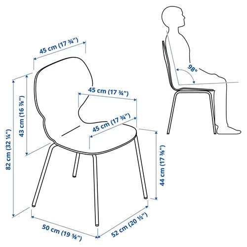 Стул - IKEA SIGTRYGG/SEFAST, 82х52х50 см, темно-коричневый/белый, ИКЕА (изображение №8)