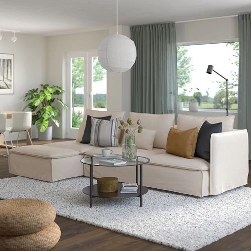 3-местный диван и шезлонг - IKEA SÖDERHAMN/SODERHAMN, 99x285см, бежевый, СЕДЕРХАМН ИКЕА (изображение №2)