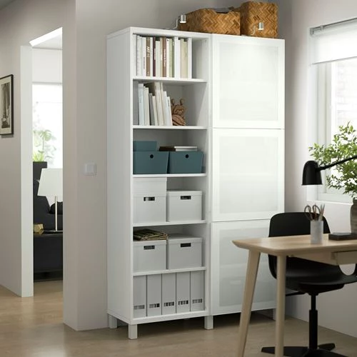 Книжный шкаф с дверцей - IKEA BESTA, 120x42x202 см, белый, БЕСТА ИКЕА (изображение №3)