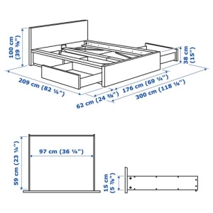 Каркас кровати с 4 ящиками для хранения - IKEA MALM/LINDBАDEN/LINDBÅDEN, 160х200 см, белый МАЛЬМ/ЛИНДБАДЕН ИКЕА