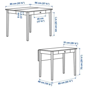 Раскладной кухонный стол - IKEA IDANÄS/IDANAS, 86/51х96х75 см, белый, ИДАНЭС ИКЕА