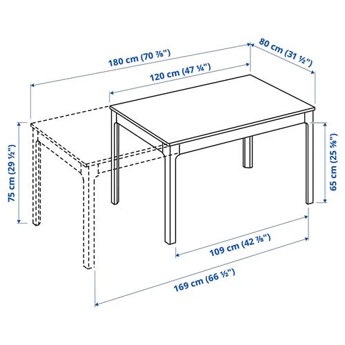 Стол и 4 стула - IKEA EKEDALEN, 120/180х80 см, белый/серый, ЭКЕДАЛЕН ИКЕА (изображение №9)