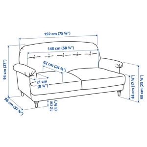 2-местный диван - IKEA ESSEBODA, 94x96x192см, серый, ЭССЕБОДА ИКЕА