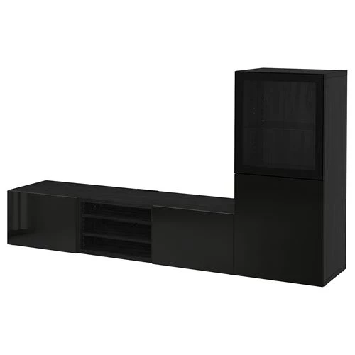 Тумба под телевизор - IKEA BESTÅ/BESTA, 240x42x129 см, черный, Бесто ИКЕА (изображение №1)