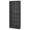 Книжный шкаф со стеклянной дверцей - BILLY/OXBERG IKEA/ БИЛЛИ/ОКСБЕРГ ИКЕА, 30х80х202 см, чёрный