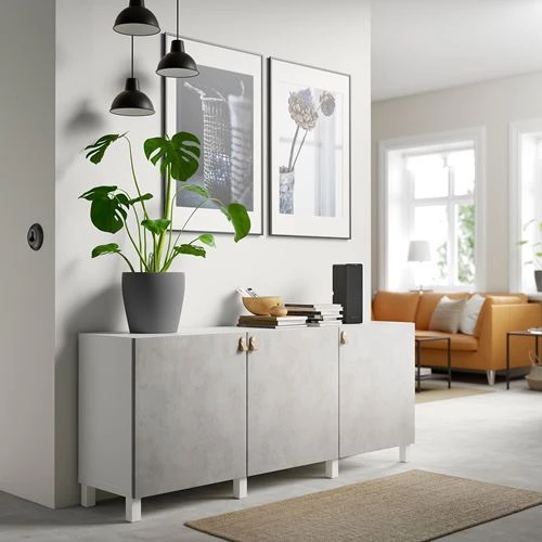 Комбинация для хранения - IKEA BESTÅ/BESTA/БЕСТА/БЕСТО ИКЕА, 180x42x74 см, серый (изображение №3)