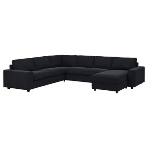 Диван угловой 4-местный - IKEA VIMLE, 337/256х98/164х83 см, черный, ВИМЛЕ ИКЕА