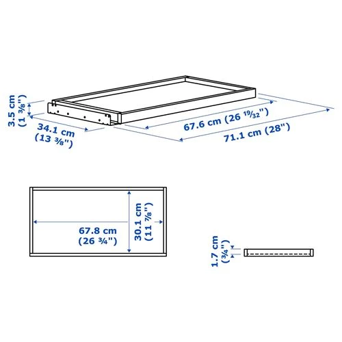 Выдвижная полка - IKEA KOMPLEMENT, 75x35 см, темно-серый КОМПЛИМЕНТ ИКЕА (изображение №2)