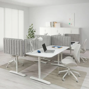 Письменный стол с экраном - IKEA BEKANT, 320х160х48 , серый/белый, БЕКАНТ ИКЕА
