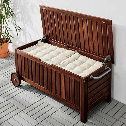 Садовая скамья с ящиком - IKEA APPLARO/ÄPPLARÖ, 128x57 см, коричневая морилка ЭПЛАРО ИКЕА (изображение №3)