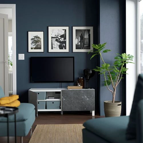 Тумба под ТВ - IKEA BESTÅ/BESTA, 120x42x48 см, серый, Бесто ИКЕА (изображение №2)