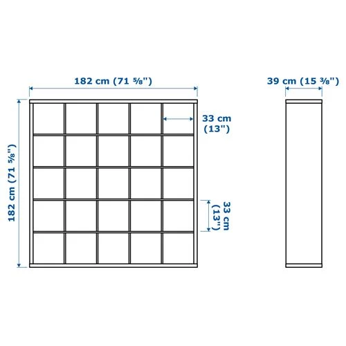 Стеллаж 25 ячеек с ящиками и дверцами - IKEA KALLAX, 182х182 см, черный, КАЛЛАКС ИКЕА (изображение №6)