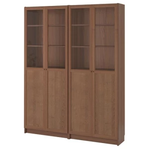 Книжный шкаф с дверцей - BILLY/OXBERG IKEA/ БИЛЛИ/ОКСБЕРГ ИКЕА, 30х160х202 см, коричневый