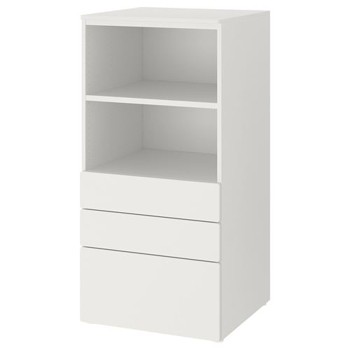 Комод детский - IKEA PLATSA/SMÅSTAD/SMASTAD, 60x55x123 см, белый, ИКЕА