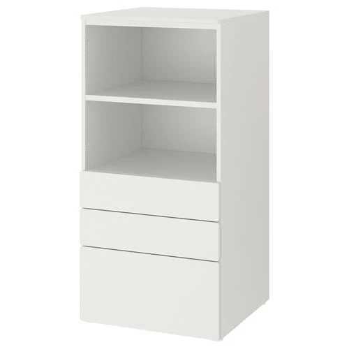 Комод детский - IKEA PLATSA/SMÅSTAD/SMASTAD, 60x55x123 см, белый, ИКЕА (изображение №1)