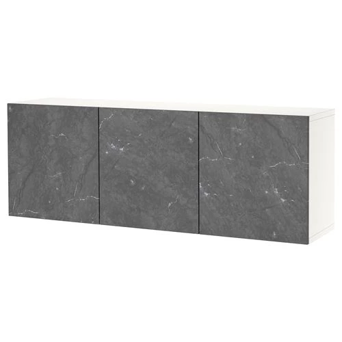 Навесной шкаф - IKEA BESTÅ/BESTA, 180x42x64 см, серый, Бесто ИКЕА (изображение №1)