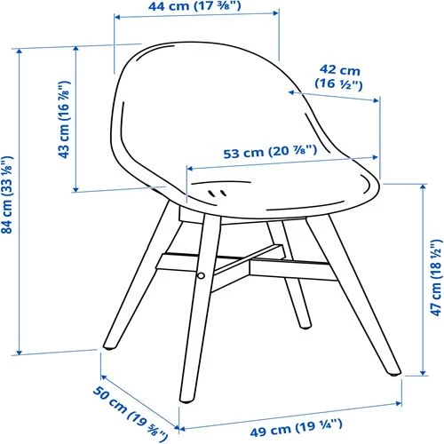 Стул - IKEA FANBYN, 84х58х61 см, белый/коричневый, ФАНБЮН ИКЕА (изображение №6)