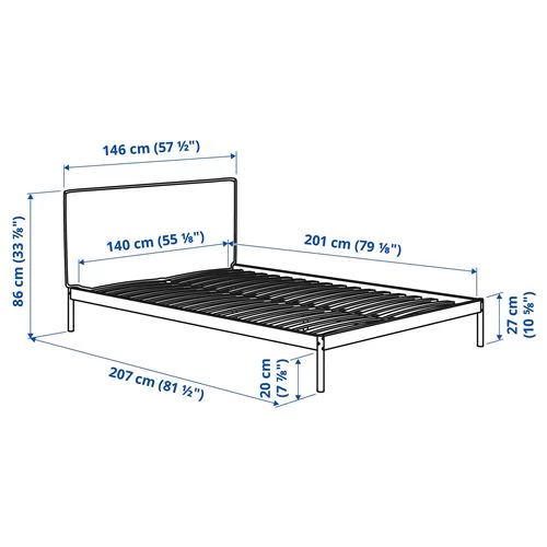 Двуспальная кровать - IKEA KLEPPSTAD, 140х200 см, белый КЛЕППСТАД ИКЕА (изображение №8)