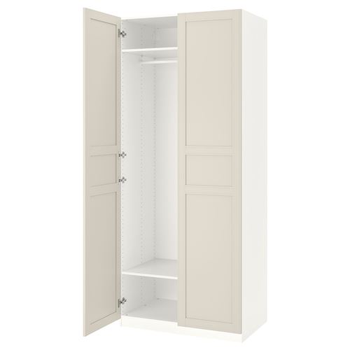 Гардероб - IKEA PAX/FLISBERGET,  100x60x236 см, белый/светло-бежевый  ПАКС/ФЛИСБЕРГЕТ ИКЕА