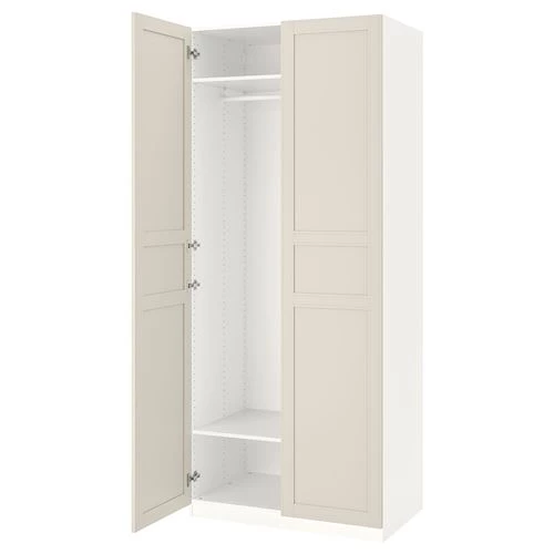 Гардероб - IKEA PAX/FLISBERGET,  100x60x236 см, белый/светло-бежевый  ПАКС/ФЛИСБЕРГЕТ ИКЕА (изображение №1)