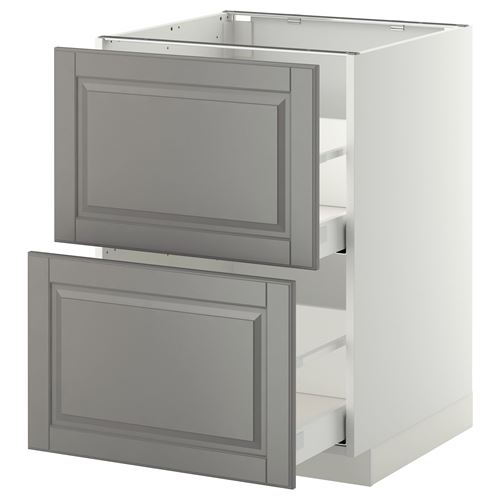 Напольный шкаф с 2 ящиками - IKEA METOD/MAXIMERA, 60х60 см, белый/серый МЕТОД/МАКСИМЕРА ИКЕА