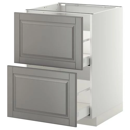 Напольный шкаф с 2 ящиками - IKEA METOD/MAXIMERA, 60х60 см, белый/серый МЕТОД/МАКСИМЕРА ИКЕА (изображение №1)