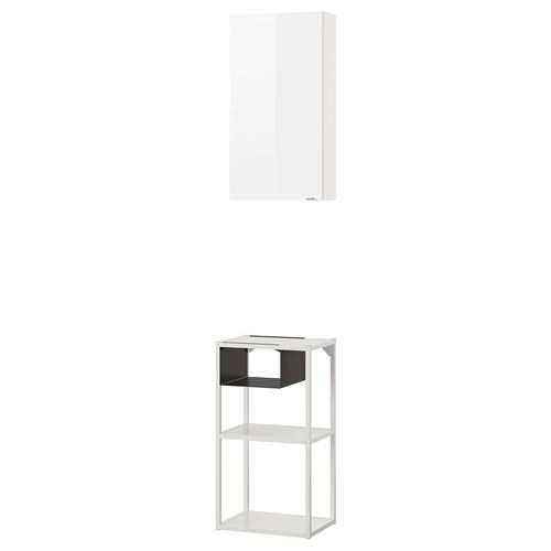 Комбинация для хранения - IKEA ENHET, 60х30х150 см, белый/белый глянцевый, ЭНХЕТ ИКЕА