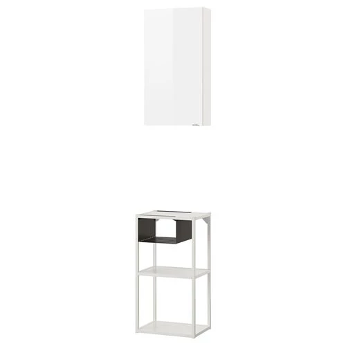 Комбинация для хранения - IKEA ENHET, 60х30х150 см, белый/белый глянцевый, ЭНХЕТ ИКЕА (изображение №1)