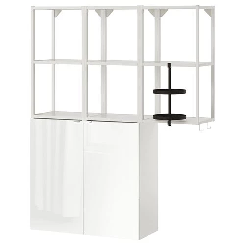 Стеллаж - IKEA ENHET, 120х32х150 см, белый/белый глянцевый, ЭНХЕТ ИКЕА (изображение №1)