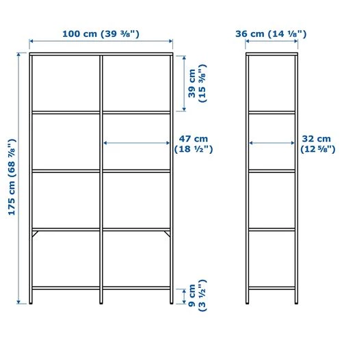 Стеллаж - IKEA VITTSJÖ/VITTSJO, 100х36х175 см, черно-коричневый/стекло, ВИТШЁ/ВИТШЕ ИКЕА (изображение №5)