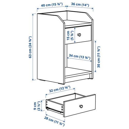 Тумба прикроватная - IKEA HAUGA, 40x36 см, серый ХАУГА ИКЕА (изображение №5)