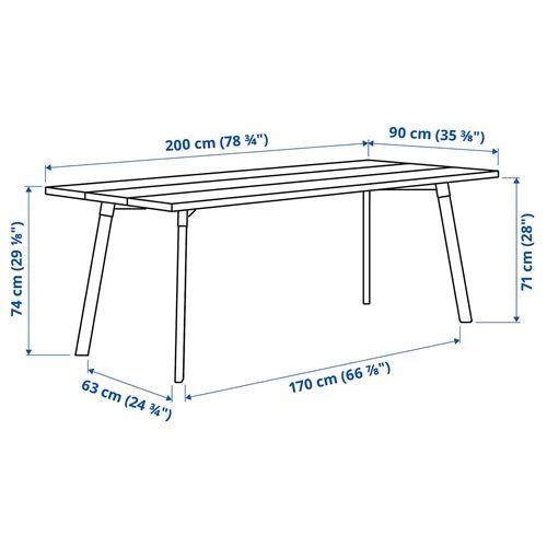 Обеденный набор - YPPERLIG/ODGER IKEA ЮППЕРЛИГ / ОДГЕР ИКЕА,  200х90 см, под беленый дуб/черный (изображение №6)